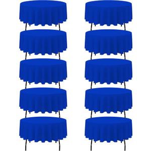 BRILLMAX 10 Pack Royal Blue Round Tablecloths 90 Inch for 60 Tables - 150 GSM Polyester Fabric, 15" Standard Drop, Water, Stain & Wrinkle Resistant Cloth Cover for Wedding Reception Banquet Dining