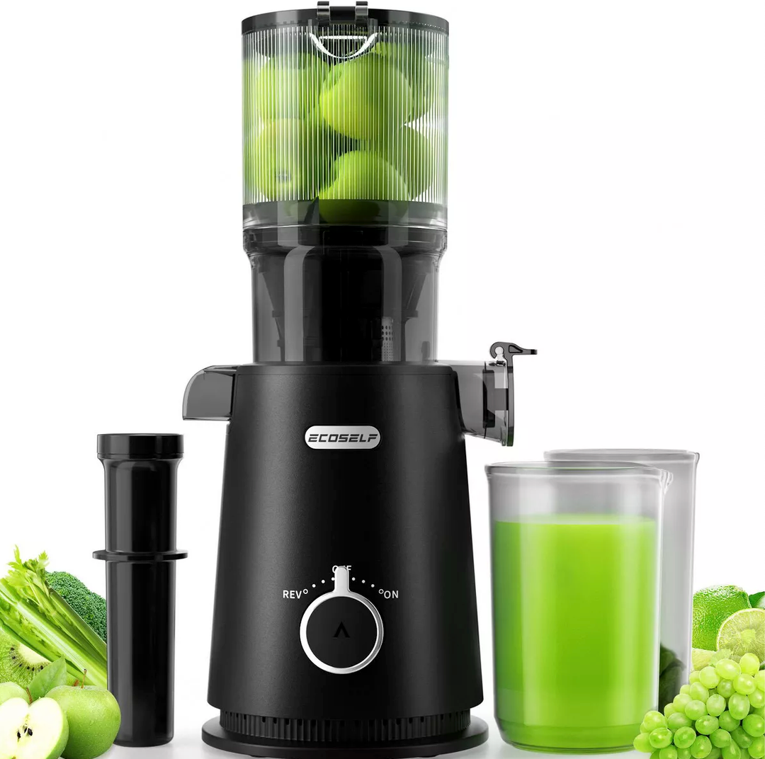 ECOSELF Cold Press Juicer,slow juicer with 4.35" Large Feed Chute Fit Whole Fruits and Vegetables & Easy to Clean