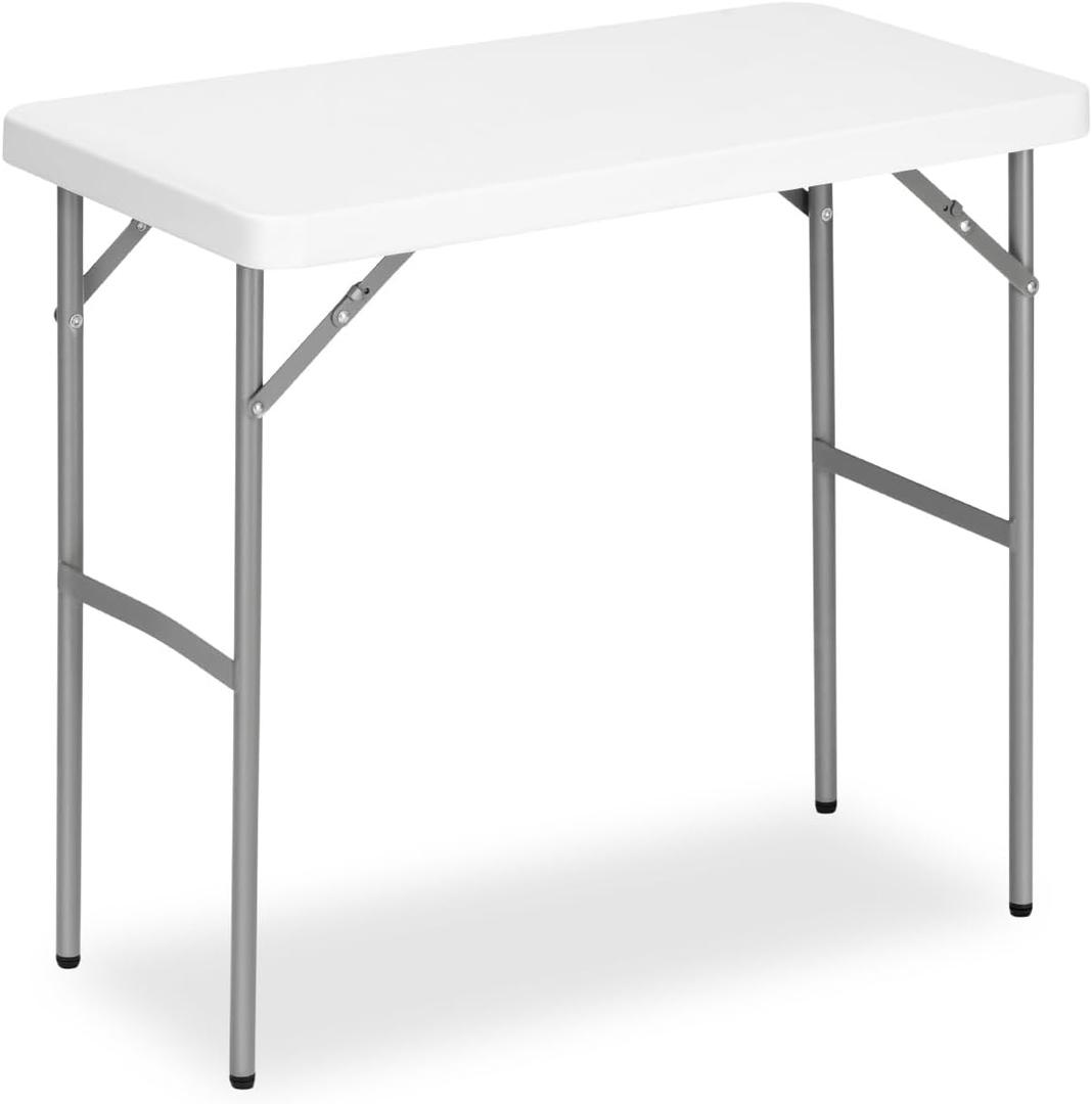 2.7ft Rectangular Folding Table for All-Occasion, Foldable Table with HDPE Tabletop and Steel Legs, Durable and Stable Small Folding Table, Perfect for Camping, Picnic, Party, Indoor & Outdoor