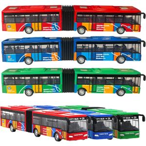 OTONOPI City Bus Toy for Kids, 1:64 Scale Die Cast Metal Pull Back Vehicles, Model Cars Toys Educational Gift 3 Pack, Friction Powered Cars Play Toys for Kids Boys Girls Ages 3 up