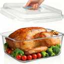 Hontent Large Glass Storage Containers with Lids 201 Oz Extra Large Big Airtight Glass Food Storage Containers for Rotisserie Chicken Watermelon Leftovers Marinade Turkey, BPA Free, Dishwasher Safe
