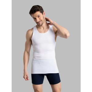 Fruit Of The Loom Mens Sleeveless Tank A-shirt, Tag Free & Moisture Wicking, Ribbed Stretch Fabric Underwear, 5 Pack - White, Medium US