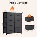 Sweetcrispy Dresser, Dresser for Bedroom Organizer Storage, Fabric Storage Tower with 8 Drawers, Chest of Drawers with Steel Frame, Wood Top for Living Room, Closet, Black, 31.5"D x 11.8"W x 36.4"H