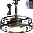 1 x Outdoor Ceiling Fan with Lights - 16'' Wet Rated Gazebo Fan Remote/APP Control, Caged Hanging Fan Plug and Play for Covered Patio Porch, Black