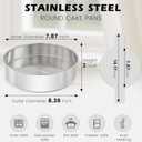 8 Inch Cake Pan - 3PCS Stainless Steel Round Layer Cake Baking Pans with 100 PCS Parchment Paper, Round Bakeware for Party Birthday Wedding, Mirror Finish & Dishwasher Safe