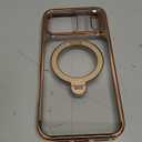 CASEKOO Desert Titanium Glossy for iPhone 17 Pro Max Case [360 Spin Magnetic Stand][Fit for MagSafe][17FT Military Protection] Slim Polished Frame Titanium Alloy Sturdy Stand 6.9", Rose Gold