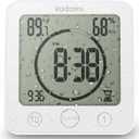 KADAMS Shower Clock Waterproof Bathroom Timer  Digital Wall Clock with Countdown, Magnetic Kitchen Clock with Temperature & Humidity, Suction Cup for Kids Shower Spa Sauna Cook Bath, White