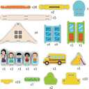 182PCS Wooden Building Blocks Set for Toddlers, Construction City Stacking Toys, Preschool Learning Educational Toys for Kids 3+ Years Girls and Boys (School)