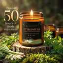 Citronella Candle, Indoor Outdoor Lemongrass Scented CandleNatural Soy Wax Jar Candle, 50-Hour Burn Time, 7 oz