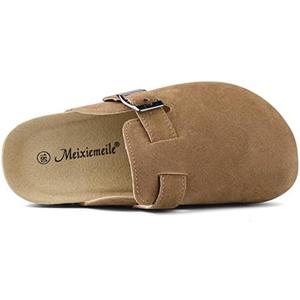 Boston Clogs for Kids Baby Boys Girls Suede Leather Clogs Mules Toddler Slides Slip-on House Slippers for Indoor Outdoor, 11 Size