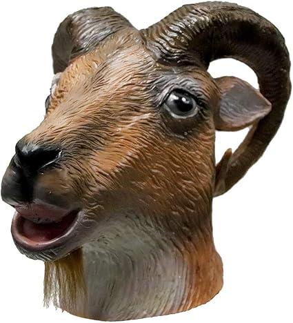 EvilCos Realistic Goat Mask Easter Scary Goat Horn Headgear Halloween Bully Animal Latex Mask, Adult Funny Head Mask, Cosplay, Costume Ball, Easter, Costume Remedy