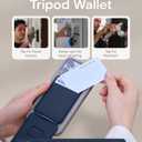 MOFT Phone Tripod Wallet for iPhone, Mulit-Angles, Lightweight & Portable Phone Stand, MOVAS Vegan Leather Magnetic Wallet, Strong Magnets, NFC Card Holder,Travel Essential, Navy Blue (With Card Slot)