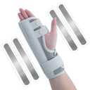 Multi Finger Splint for 3 or 4 Fingers, Trigger Finger Brace with 4 Rigid Aluminum Splints for Maximum Stabilization, Adjustable Finger Straightener for Broken Finger, Sprains, Mallet Injury, Arthritis Pain Relief（Grey） (Gray, M)