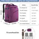 MATEIN Carry on Backpack for Women, 27L Flight Approved Backpack for Teacher Nurse, Fashion Expandable Airline Daypack for Plane, Lightweight Hiking Weekend Back Pack, Traveler Gifts, Purple