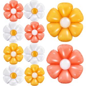 10 Pcs Daisy Balloon 28 Inch Flower Balloons Boho Groovy Party Decor for Boho Daisy Themed Birthday Party Baby Shower Wedding Decorations Supplies, 3 Colors