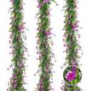 Black Artificial Flowers Black Eucalyptus Garlands Spring Garland Greenery Vines with Flowers Fake Floral Greenery for Halloween Party Decor Home Backdrop Wall Fall Decor