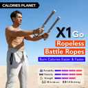 2 x X1 Go Ropeless Battle Rope for Home Gym, HIIT Workouts, Low-Impact Cardio Training (Lunar Gray-1.3lb)