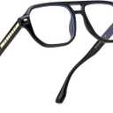FEISEDY Aviator Blue Light Glasses for Men Women, Retro 70s Style Design TR90 Anti Glare Digital Eyestrain & Daily Wear B0284 (Black)