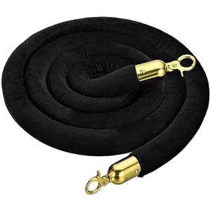 MECCANIXITY Velvet Stanchion Rope 3.28 Ft/1 M, Barrier Rope Velvet Carpet Ropes with Snap Hooks for Posts Stands Queue Divider Crowd Control, Black Golden