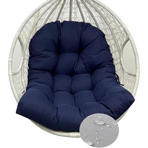 Outdoor Hanging Egg Chair Cushions Waterproof Navy Blue Hammock Chair Cushion with Ties Patio Egg Swing Chair Replacement Pads for Indoor Outdoor Garden Balcony,47 * 35"