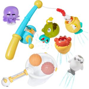 Bath Toys for Kids Ages 1-3 - Water Table Toys Set Magnetic Fishing Toy with Fishing Rod, Spinning Octopus & 2 Balls, Fishing net and Storage Bag, Fishing Games Water Pool Toys for Toddlers 1-3 Bath Toys for Kids Ages 1-3 - Water Table Toys Set Magnetic Fishing Toy with Fishing Rod, Spinning Octopus & 2 Balls, Fishing net and Storage Bag, Fishing Games Water Pool Toys for Toddlers 1-3