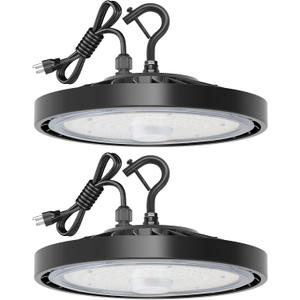 Eilpass LED Shop Lights 100W 16,000LM 5000K Super Bright High Bay Shop Lights with US Cable Plug in for Garage Workshop Warehouse Factory Barn (100W 2Pack)