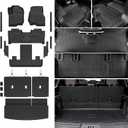 Floor Mats Cargo Mat for 2018-2024 Ford Expedition 7 Seats Captain Chairs(Not for Max Model), All Weather TPE Cargo Liner Backrest Mats Door Sill Protectors Car Accessories (Floor Mats Set)