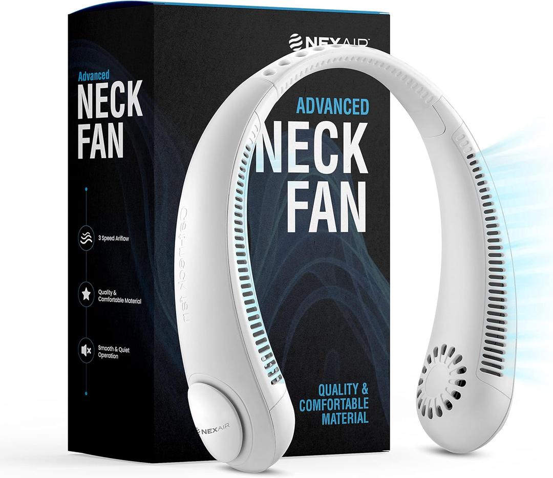 Portable Neck Fan -3 Speed Rechargeable Bladeless Neck Cooler, Quality Comfortable Lightweight, Personal Neck Fan For Women & Men Modern Design, Great Cooling Fan For Travel, Outdoors & Sports (Off-White)