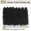 Boho Passion Twist Crochet Hair 20" - 8 Packs Black Pre Twisted Mini Yanky Twist Curly Senegalese Dreadlocks Extensions Pre-looped Soft Locs Braids for Women Synthetic