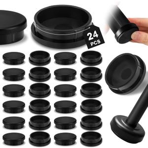 Threehoney 24 Pack 1-1/4" Wrought Iron Chair Leg Caps Heavy Duty Nylon Furniture Pads Round Chair Legs Feet Glides Floor Protectors for Outdoor Metal Chairs, Garden Patio Furniture, Table Feet