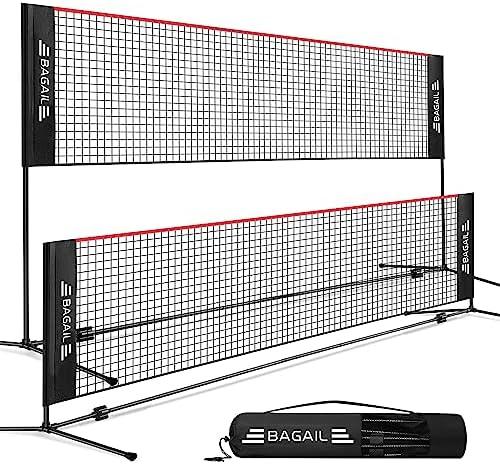 BAGAIL Badminton Net, Foldable Sports Net 17 FT Wide, Height Adjustable Net Set with Carry Bag for Tennis, Pickleball or Pool Volleyball - 17ft, Red