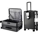 HotWay 20 Inch Expandable Carry On Luggage with Cup Holder, Hardside TSA Approved Luggage with Spinner Wheels, Top Opening Suitcase For Travel, Black