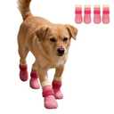 Dog Boots,Dog Paw Protectors Socks for Hot Pavement, Anti Slip Dog Shoes for Hardwood Floors (Pink) 