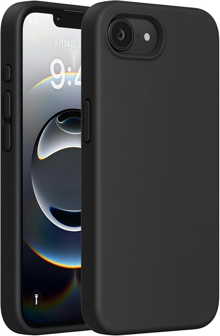 Miracase Compatible with iPhone 16e Case/iPhone 17e Case, [Soft Anti-Scratch Microfiber Lining], Liquid Silicone Shockproof Drop Protection Phone Case for iPhone 16e/17e, Black