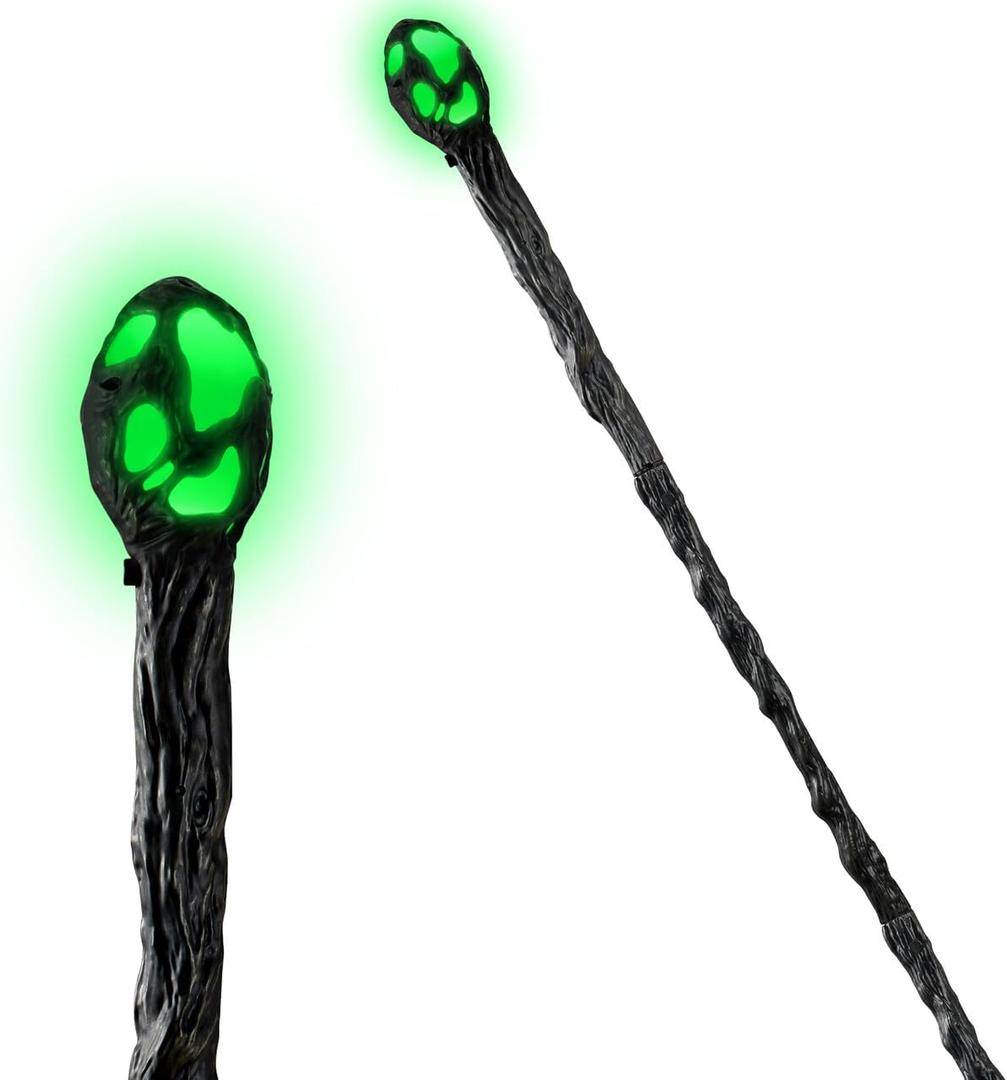 Spooktacular Creations Halloween LED Witch Staff Vintage Cane, Light Up Magic Walking Cane Prop Stick Accessory for Halloween Party Dress Up Costume