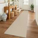 KOZYFLY Cotton 2x12 Runners Rugs for Hallway, Long Washable Runner Rug, Woven Non Slip Kitchen Runner, Braided Entryway Rug, Floor Carpet for Entry, Aisle, Hall, Oatmeal Beige