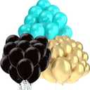 Qian's Party Teal Gold Balloons for Turquoise Gold Black Birthday Decorations for Women 30pcs Teal Gold Balloons Bridal Shower Decorations/Turquoise Gold Black Wedding Decorations/40th Birthday Women