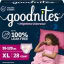 Goodnites Girls' Nighttime Bedwetting Underwear, Size Extra Large (95-120 lbs), 28 Ct (2 Packs of 14)