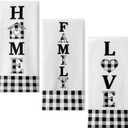Tegeme 3 Pieces 18 x 28 Inches Buffalo Plaid Kitchen Towels Tea Dish Towels Hand Farmhouse Towel Black and White Kitchen Towel Home Family Love Cleaning Fast Drying Decor Gifts for Women Cooking