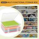 12x12 Inch Scrapbook Paper Storage, 4 Pack Plastic Paper Storage Box with Colorful Tab, Stackable Board Game Storage for Paper File, Photo, Craft Supply, Board Game, Office Supply, Vinyl Sheet