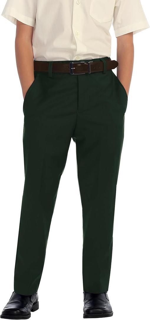 Gioberti Boys Flat Front Dress Pants (6, Hunter Green)
