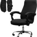 Melaluxe Office Chair Cover with Armrest Covers Universal Stretch Desk Chair Cover, Computer Chair Slipcovers (Size: L) - Black