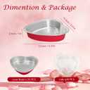 Heart Shaped Cake Pans, 20 Count Disposable Aluminum Foil Baking Tins with Lids - 7 Oz Mini Heart Muffin Pans for Cupcakes, Mother's Day, Valentine's Day, Wedding, Christmas (Red)
