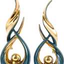 XMGZQ Gold Ceramic Abstract 2 Piece Statue Set,Mid Century Modern Abstract Art Home Decor Statue Mantelpiece on Unique Shelf Decor, TV Cabinet Divider Table top and Dining Table Centerpiece (Green)