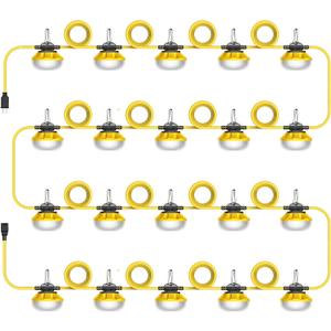 Construction Lights String Temporary Lighting, 200ft Work String with 20 Integrated Jobsite LED Lights 20000LM Super Bright, Carabiner Hooks - 20 Bulbs (Yellow) Construction Lights String Temporary Lighting, 200ft Work String with 20 Integrated Jobsite LED Lights 20000LM Super Bright, Carabiner Hooks - 20 Bulbs (Yellow)