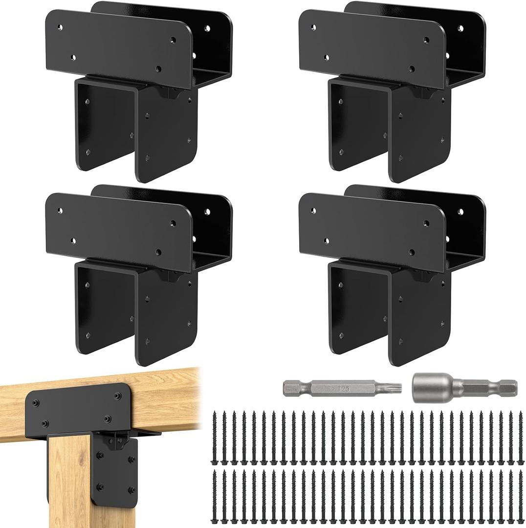 4x4 Stainless Steel Pergola Brackets, Heavy Duty Post Cap Tie Bracket, 4 Pcs