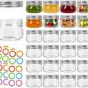 4 oz Mason Jars With Silver Lids, 24 Pack Regular Mouth Canning Jars for Jam, Honey, Yogurt, Spices, Snacks, DIY Projects, Wedding Favors- Includes 30 Stickers