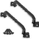 OVOV 2 Pack Barn Door Pull Handle Hardware for Wooden Garden Gate Shed Cabinet Door (5inch) (Black)