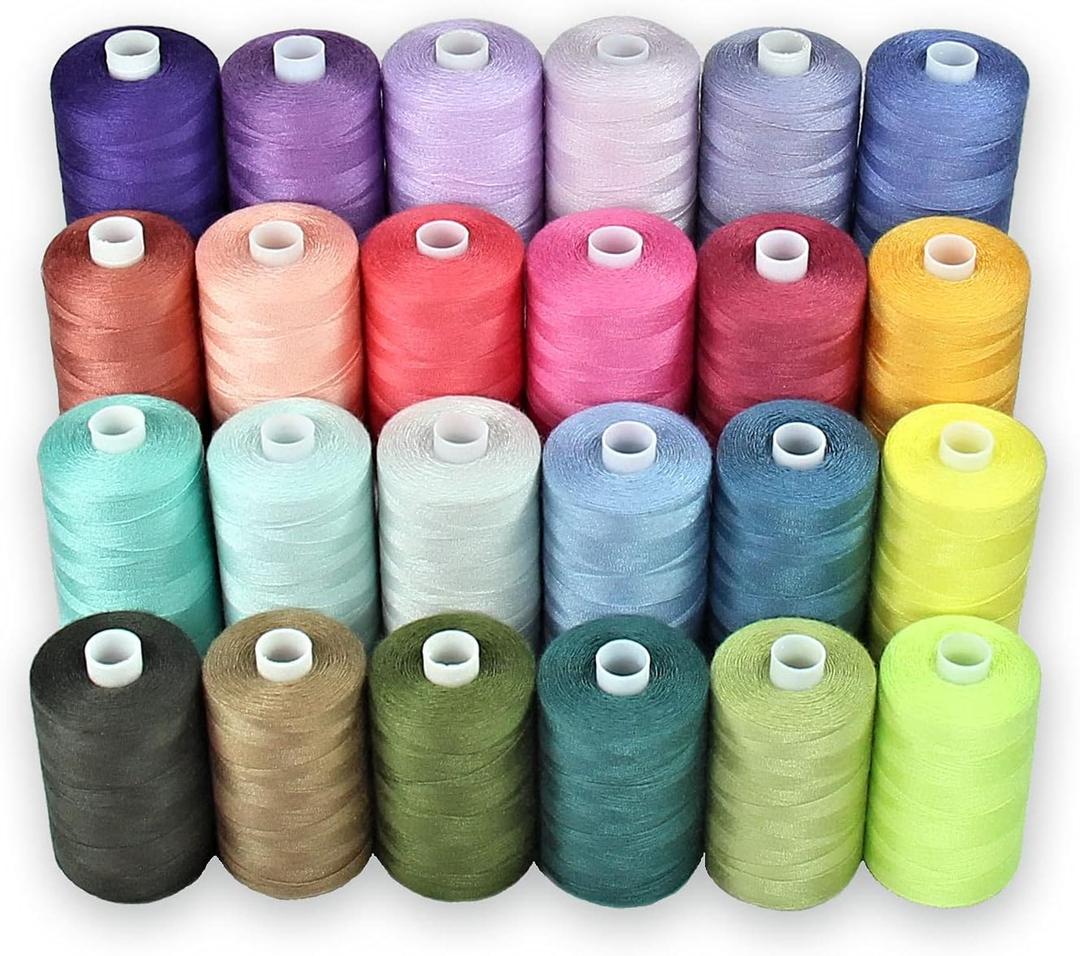 BlesSew Sewing Thread - 24 Spools of Polyester Thread for Sewing Machine for Beginners, Hand Stitching & Quilting - 1000 yds per Spool in Light Colors (Coral)