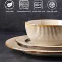 GBHOME Ceramic Dinnerware Sets,18 pcs Embossed Elegant Stoneware Plates and Bowls Sets, Housewarming Wedding Gift | Dishwasher & Microwave Safe | Dishes Set Service for 6
